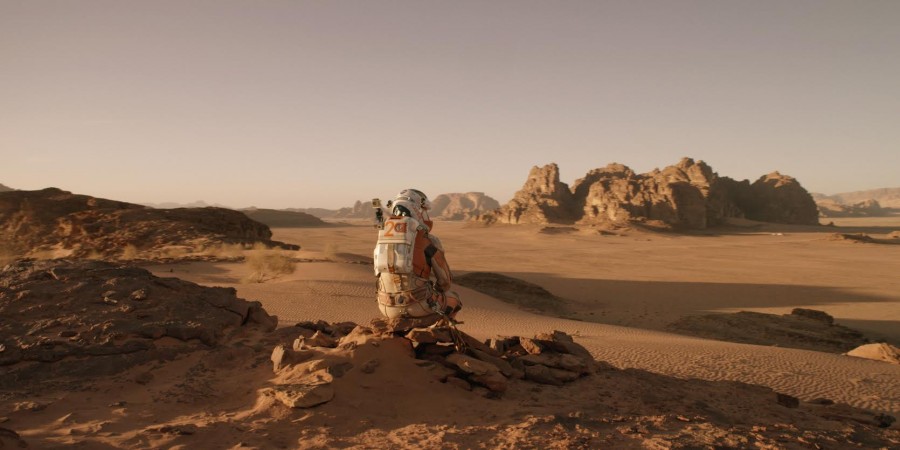 Watney (Matt Damon,) though alone, marvels at the beauty of the planet he is stranded on. 