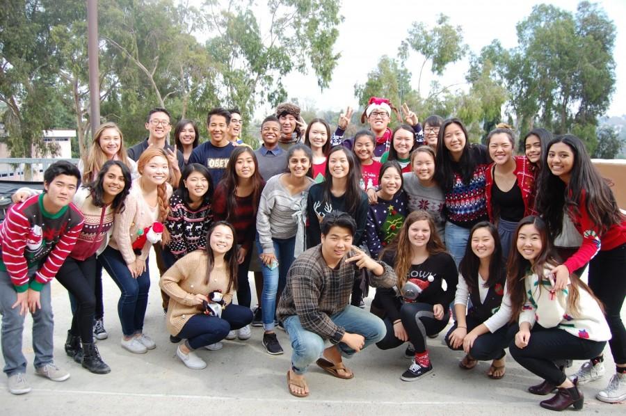 Current USB members wear Christmas-themed clothing for Ugly Sweater Day  as part of Spirit Week.