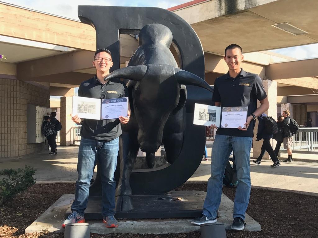 Seniors David Song (left) and Sebastian Houng were accepted into West Point, a U.S. military academy on the East Coast, and will begin there next year.