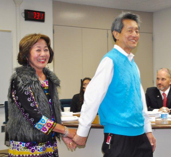 Jack Tanaka and wife Wanda Tanaka were recognized by the Walnut Valley School District as Partners in Education of Quail Summit Elementary School.