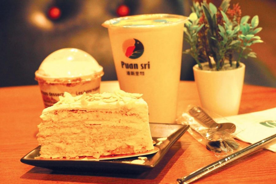 Puan Sri Cafe serves Malaysian style durian flavored cakes, milkshakes, pudding, coffee and other desserts. 