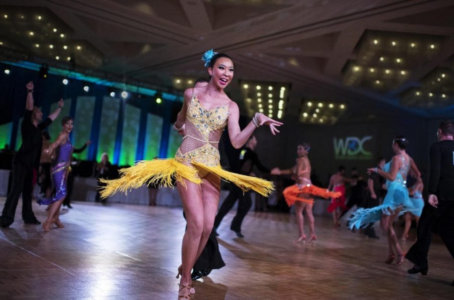 Senior Christine Chan competes in ballroom dancing, here performing at the NV Ball Dancesport competition in 2017.