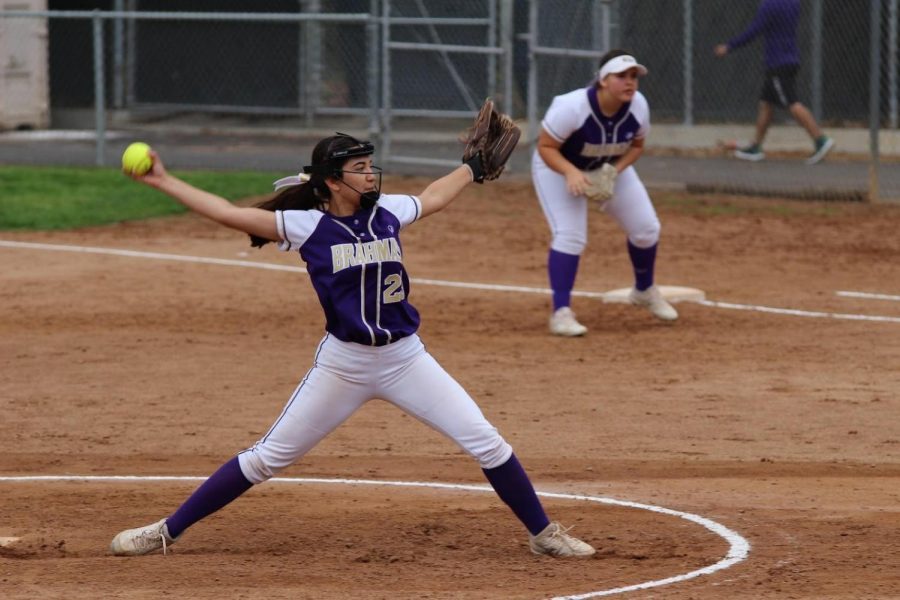 Sophomore Sierra Rodriguez pitches in a loss against Walnut, 12-4.

