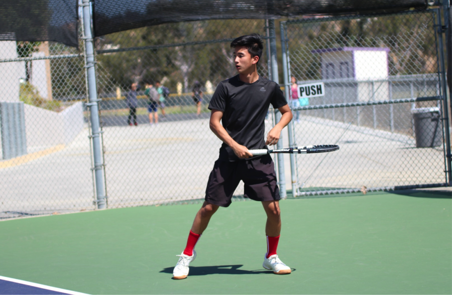 Junior Andy Tsai continues to practice tennis after the tournament, preparing for next season when the team moves to Mt. Baldy League