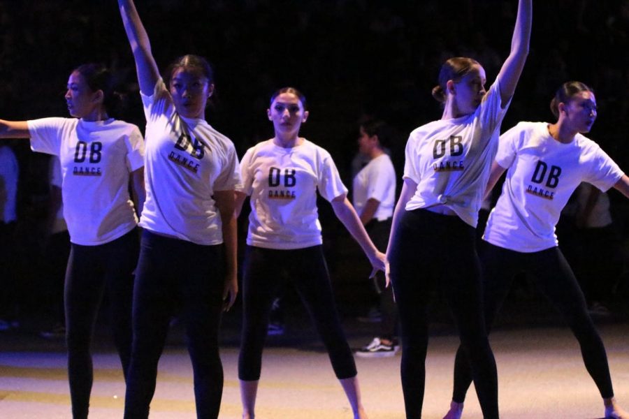 DBHS Dance Company members perform a lyrical dance during the annual Fall Sports Rally in the gym on Sept. 7.