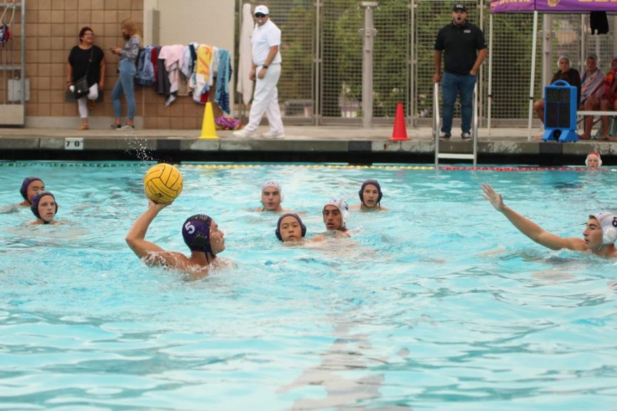 Wing player Matthew Kim rises above the water to find a better scoring opportunity in the victory against Don Lugo, 11-6.

