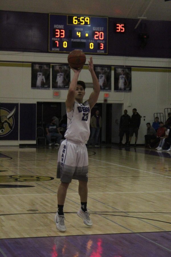 Senior Mark Wu attempts a free throw to contribute toward the Brahmas’ dominant outing against Chino.